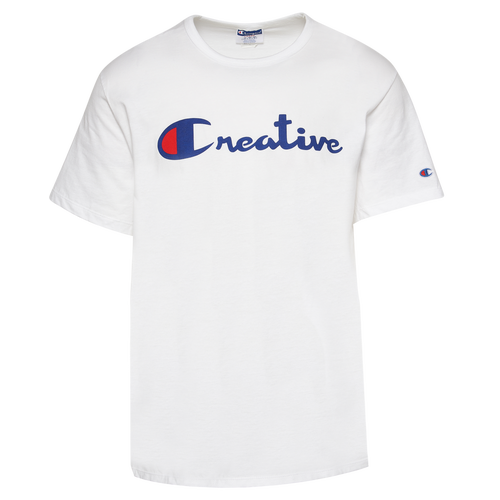 

Champion Mens Champion Creative T-Shirt - Mens White/Blue Size L
