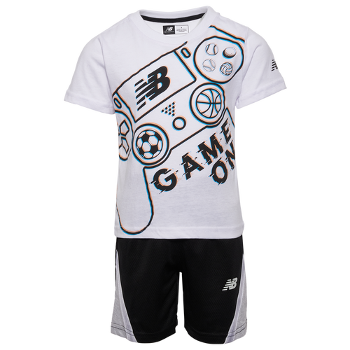 

Boys Preschool New Balance New Balance Gamer T-Shirt/Short Set - Boys' Preschool Black/White Size 7