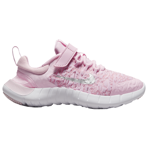 Nike Free Rn 2021 - Girls' Preschool Running Shoes - Pink / Silver / White - CZ3996-610