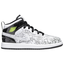 Boys' Preschool - Jordan AJ 1 Mid SE - White/Black/Volt