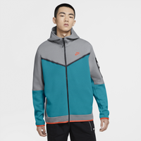 Men's - Nike Tech Fleece Full-Zip Hoodie - Grey/Orange