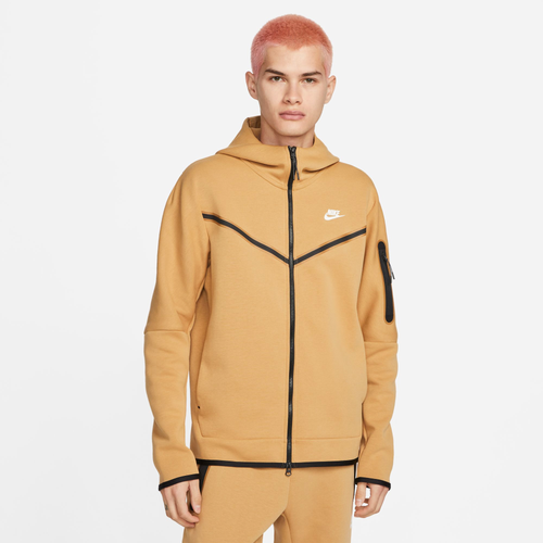 Nike Mens  Tech Fleece Full-zip Hoodie In Tan/white