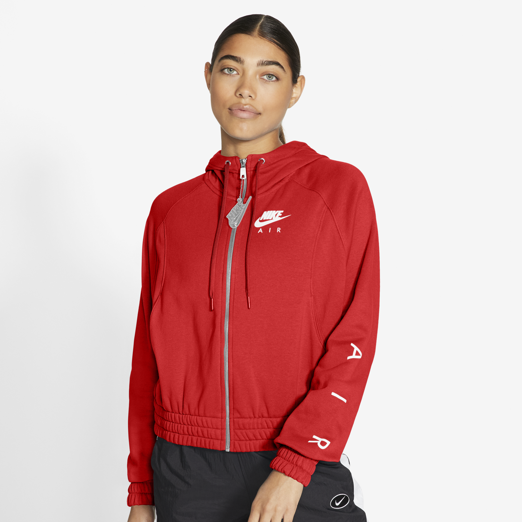 red nike zip up jacket women's