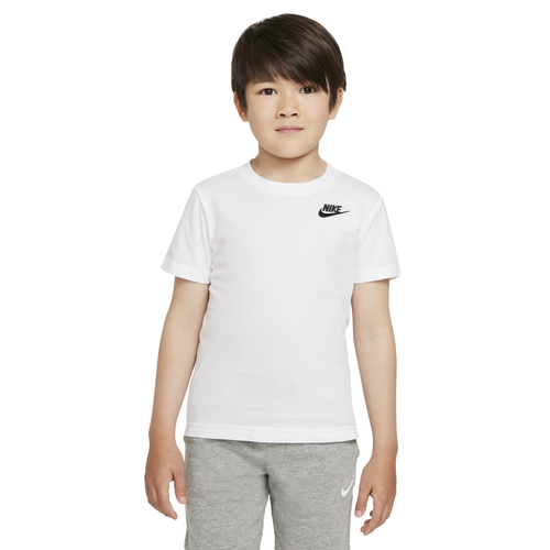 Shop Nike Boys  Nsw Embroidered Futura T-shirt In White/black