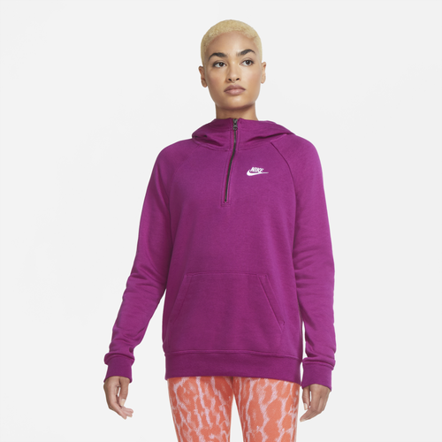 Nike Women's Sportswear Essential Fleece Hoodie In Cactus Flower/white