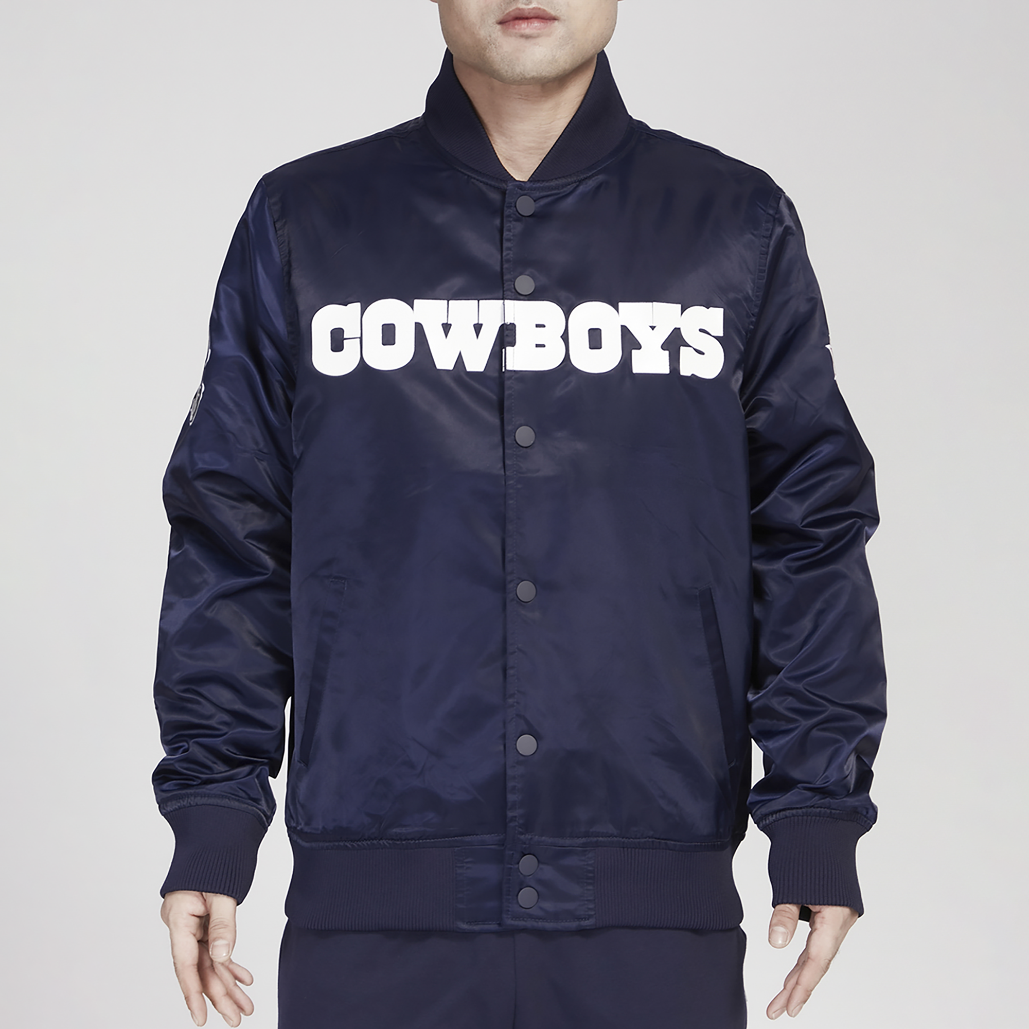 Men's By Way of Dallas Black Dallas Cowboys Satin Varsity Full