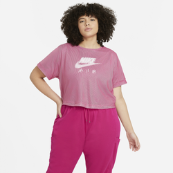 Women's - Nike Plus Size Air Short Sleeve Mesh Top - Fireberry/White