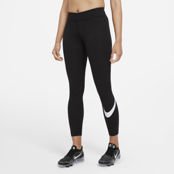 Women's - Nike Essential Plus Mid Rise Swoosh Leggings - Black/White