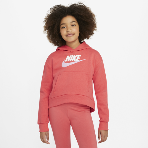 Nike Kids' Girls Hbr Crop Fit Hoodie In Pink/white | ModeSens