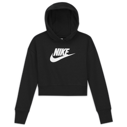 Girls' Grade School - Nike HBR Crop Fit Hoodie - Black/White