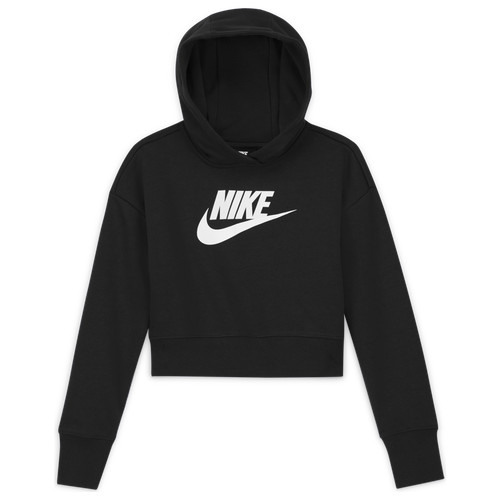 

Nike Girls Nike HBR Crop Fit Hoodie - Girls' Grade School Black/White Size S