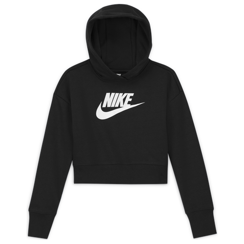 

Nike Girls Nike HBR Crop Fit Hoodie - Girls' Grade School Black/White Size XS