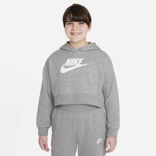 

Girls Nike Nike HBR Crop Fit Hoodie - Girls' Grade School Carbon Heather/White Size M