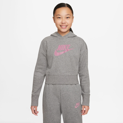 Girls' Grade School - Nike HBR Crop Fit Hoddie - Gray/Pink