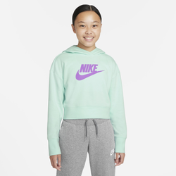 Girls' Grade School - Nike HBR Crop Fit Hoodie - Green/Purple