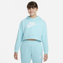 Girls' Grade School - Nike HBR Crop Fit Hoodie - Blue/White
