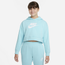 Nike HBR Crop Fit Hoodie - Girls' Grade School Blue/White