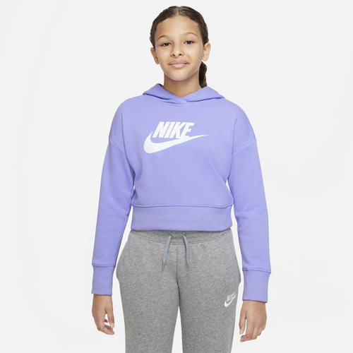 

Nike Girls Nike HBR Crop Fit Hoodie - Girls' Grade School Purple Size L