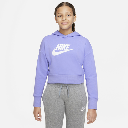 Nike Kids' Girls  Hbr Crop Fit Hoodie In Purple