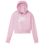 Nike HBR Crop Fit Hoodie - Girls' Grade School Pink/White