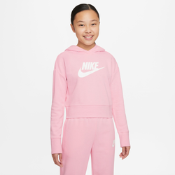 Girls' Grade School - Nike HBR Crop Fit Hoddie - Pink/White