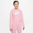Nike HBR Crop Fit Hoddie - Girls' Grade School Pink/White