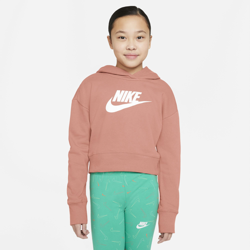 

Nike Girls Nike Club Crop Hoodie - Girls' Grade School Pink/White Size S