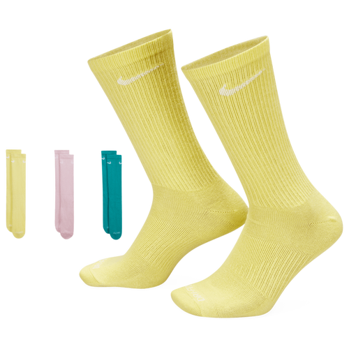Shop Nike Mens  Everyday Plus Lightweight 3 Pack Crew Socks In Pink/teal/yellow
