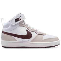 Boys' Grade School - Nike Court Borough Mid 2 - White/Burgundy Crush/Platinum Violet