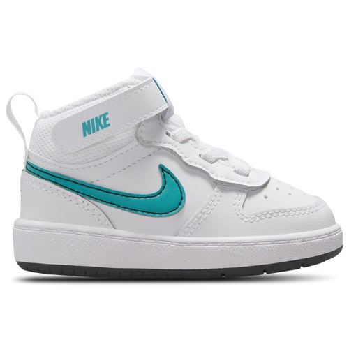 

Nike Boys Nike Court Borough Mid 2 - Boys' Toddler Basketball Shoes White/Black/Aquamarine Size 9.0