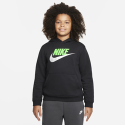 Boys' Grade School - Nike Club HBR Pullover Hoodie - Black/Green Strike