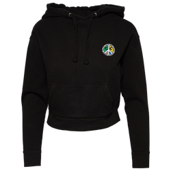 Women's - Cross Colours Peace Crop Pullover Hoodie - Black/Multi