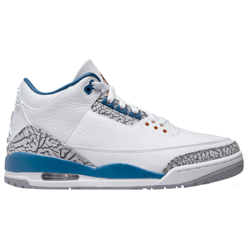 

Jordan Mens Jordan Retro 3 - Mens Basketball Shoes White/Blue/Grey Size 18.0