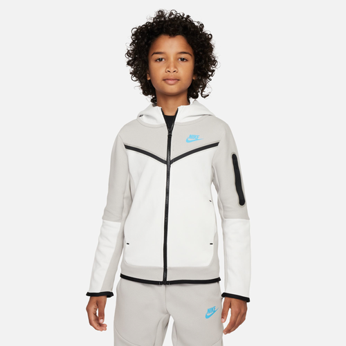 Shop Nike Boys  Nsw Tech Fleece Full-zip In Light Iron Ore/summit White