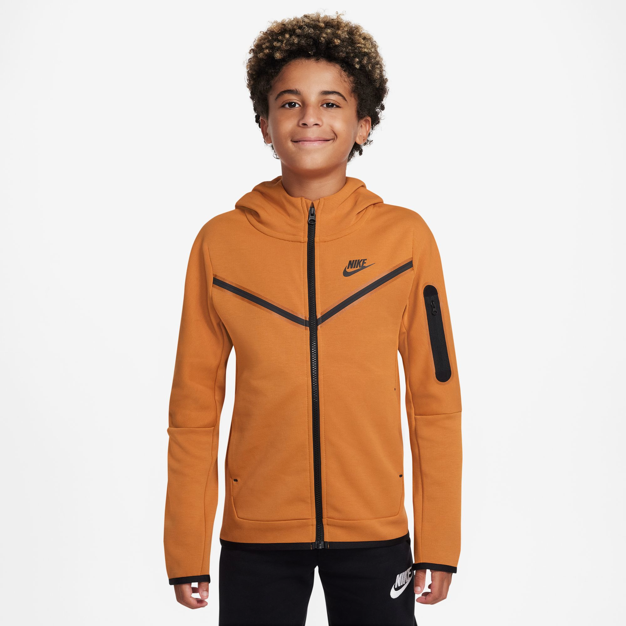 Orange nike tech fleece hoodie hot sale