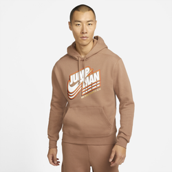 Men's - Nike Jumpman Core Fleece Pullover - Brown/White