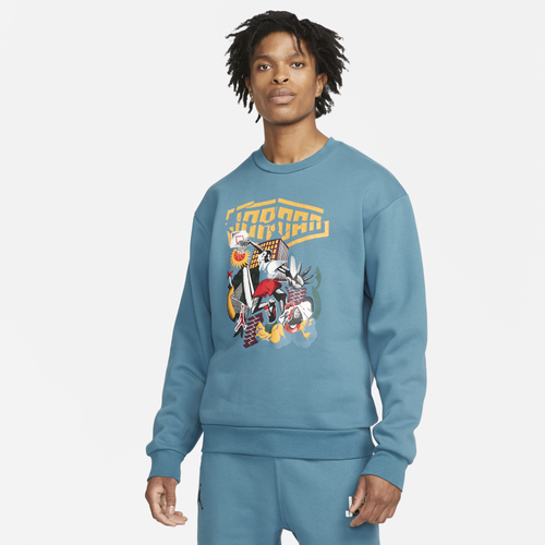

Jordan Mens Jordan Sport DNA HBR Fleece Crew - Mens Blue/Blue Size XL