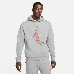 Men's - Jordan Essential Fleece GFX Holiday Pullover Hoodie - Gray/Gray