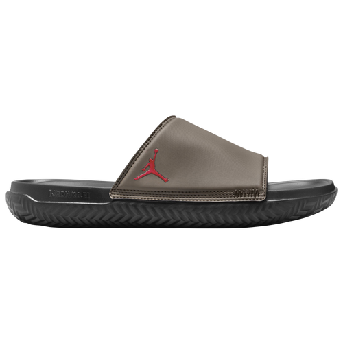 

Jordan Mens Jordan Play Slides - Mens Shoes Black/Fire Red/Palomino Size 9.0