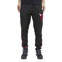 Men's - Pro Standard Bulls Pro Team Track Bottoms - Black/Black