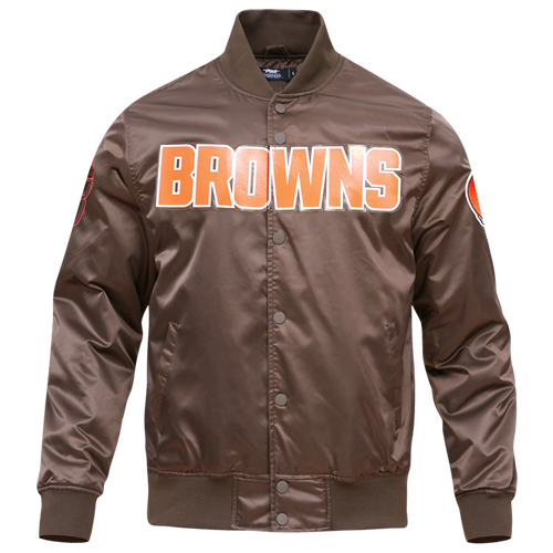 

Pro Standard Mens Pro Standard Browns Big Logo Satin Jacket - Mens Brown Size S