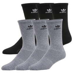 Men's - adidas Originals Trefoil Cushioned Crew 6-Pack - Heather Grey/Black