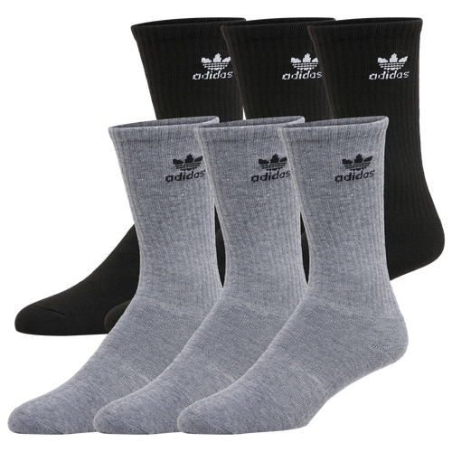 

adidas Originals Mens adidas Originals Trefoil Cushioned Crew 6-Pack - Mens Heather Grey/Black Size L