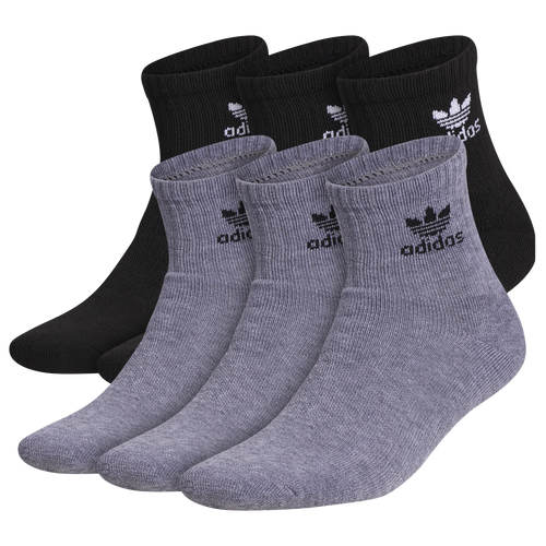  - adidas Originals 6 Pack Quarter Socks - Medium Grey Heather/Black