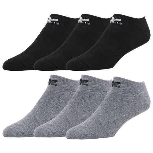 

adidas Originals Mens adidas Originals Trefoil Cushioned No Show 6-Pack - Mens Heather Grey/Black Size L