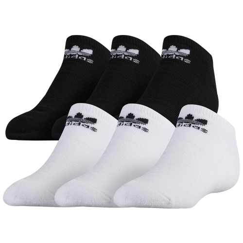 Adidas Originals Kids' Boys  Trefoil 6-pack No Show Socks In White/black/black