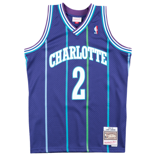 

Mitchell & Ness Mens Larry Johnson Mitchell & Ness Hornets Swingman Jersey - Mens Purple/Purple Size M