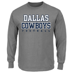Men's - Majestic Cowboys Big & Tall Practice Long Sleeve T-Shirt - Heathered Gray/Heathered Gray