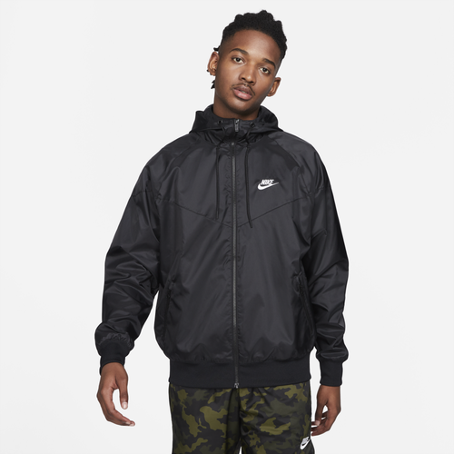 

Nike Mens Nike Woven Windrunner Hooded Jacket - Mens Black/White Size XL