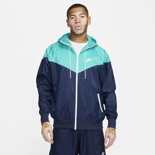 Shop Nike Mens  Woven Windrunner Lined Hooded Jacket In Navy/teal